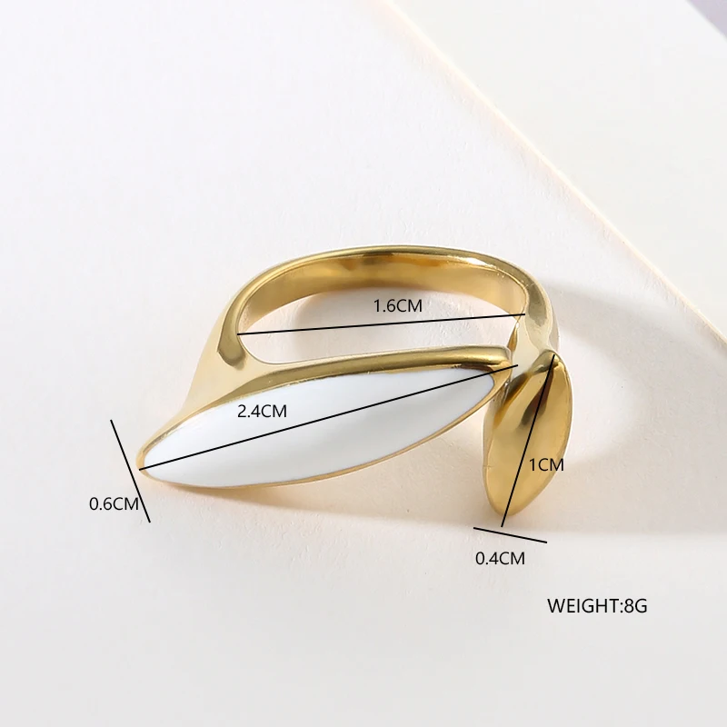 Luxury Oil Dripping Leaf Stainless Steel Rings For Women Fashion Gold Plated Adjustable Open Rings Party Wedding Jewelry Gifts