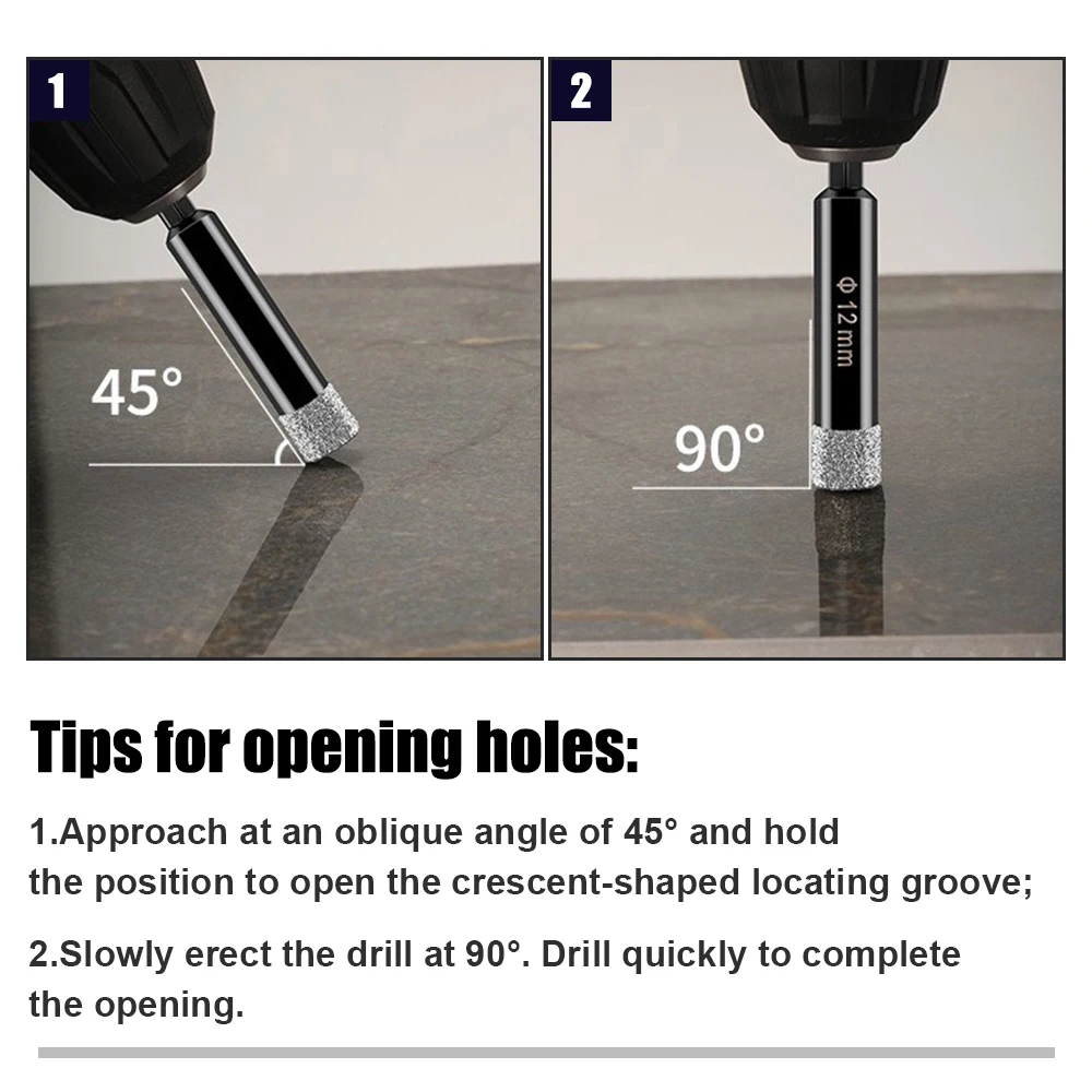 Punta da trapano diamantata per piastrelle in ceramica a secco brasata con gambo esagonale Sega a tazza da 5-16 mm Sega a tazza per marmo Ceramica Granito Porcellana Apri foro per sega