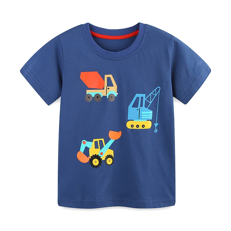 TUONXYE Little Boys Tops Tees Cartoon Truck and Excavator Vehicle Baby Boys Tops Tees Shirts Summer New Kids Casual Costumes