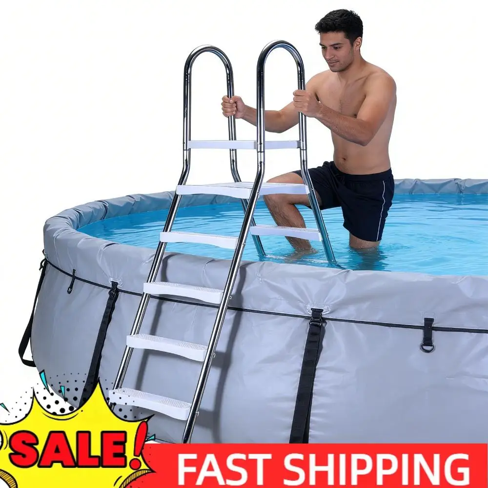 

Pool Ladder for 52 Inch High 304 Stainless Steel Safety Ladder with Double Handrails and Non-Slip Steps for Outdoor Use