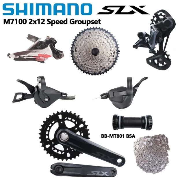 SHIMANO SLX M7100 Groupset 2x12 Speed M7100 Shifter Przerzutka tylna M7100 Kaseta M7100 170 36-26T Mechanizm korbowy MT801 Zestaw MTB