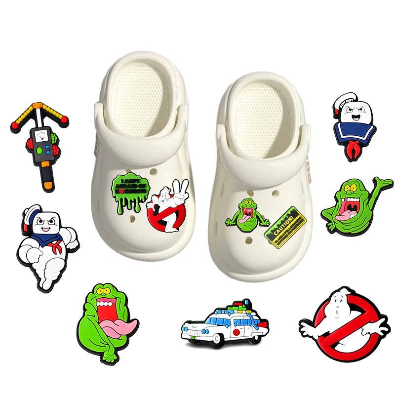 9-50PCSขายร้อนNew York Brave Ghostbustersทีมรองเท้าCharms PVCตกแต่งคุณภาพสูงกันน้ําที่ถอดออกได้สําหรับของขวัญปาร์ตี้
