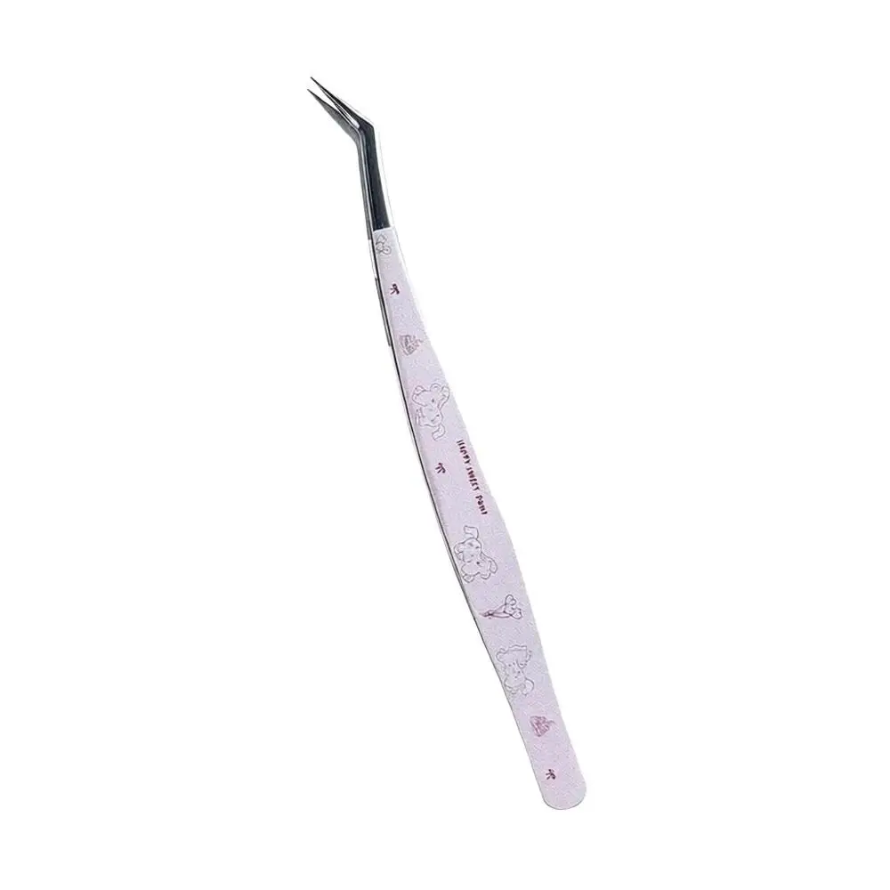 Stainless Steel Curved Stickers Tweezers High Precision Anti-static False Eyelash Tweezers Cartoon Lashes Extension Tweezer