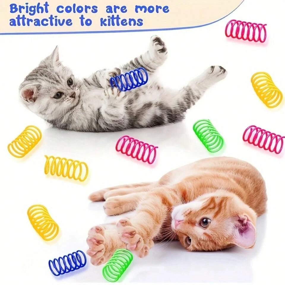 20pcs Cat Toys Spring Toys, Interactive Indoor Colorful Plastic Spring Coil For Cats Hunting