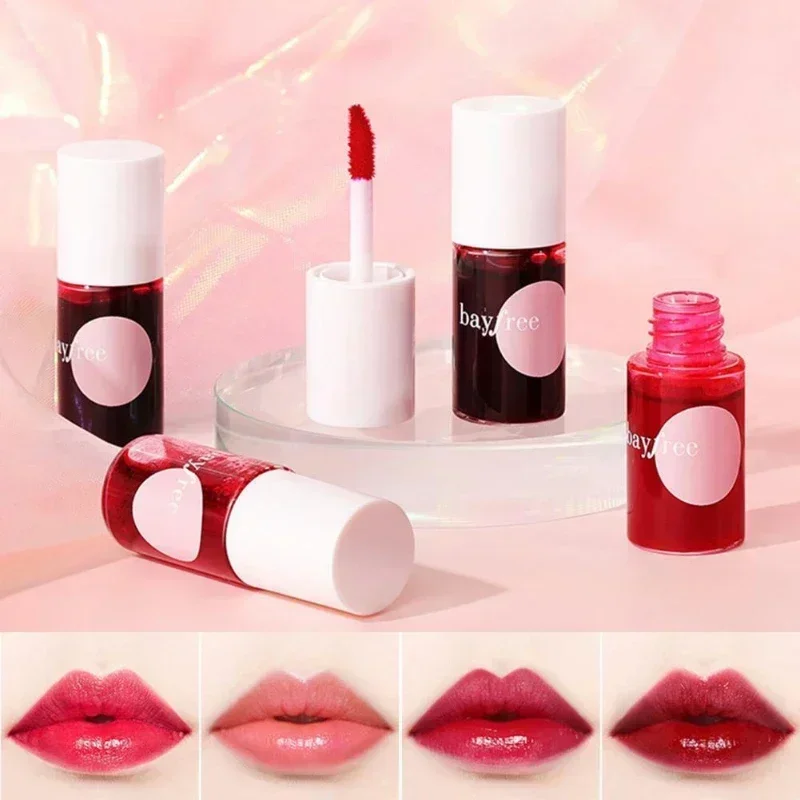 Brillo de labios hidratante de 4 colores, Mini espejo de esmalte de labios de larga duración, tinta de labios facial, lápiz labial líquido de doble propósito, maquillaje cosmético