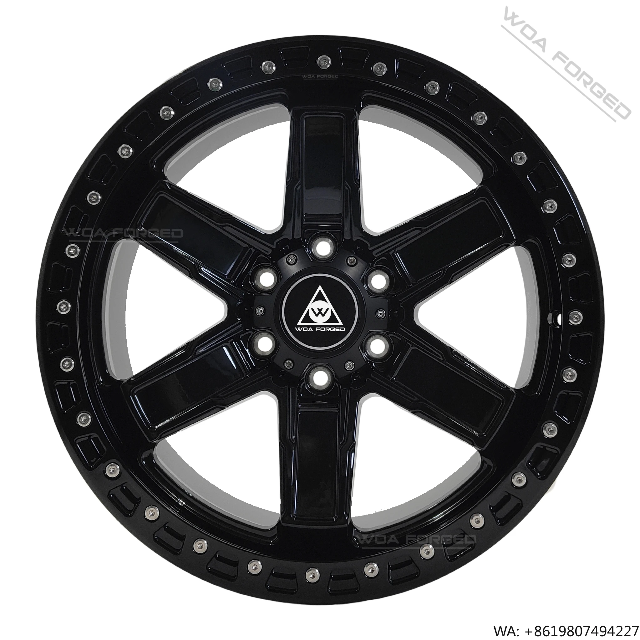 

WOA FORGED Luxury Custom 6-Spoke Gloss Black Beadlock Style Forged Alloy Rims 17 18 Inch 6x135 6x139.7 for Off-Road SUV Trucks