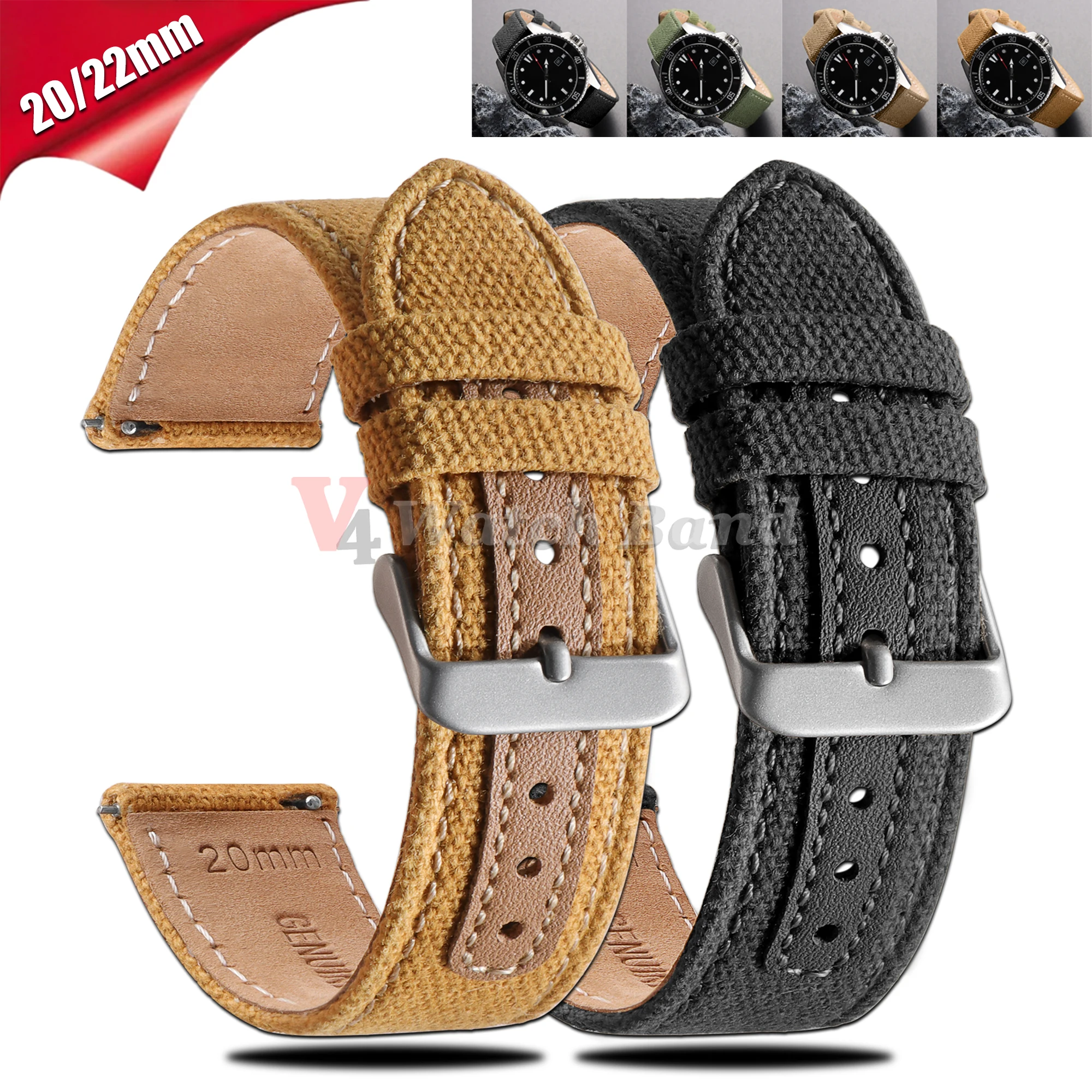 Segeltuch-Uhrenarmband, 20 mm, 22 mm, Nylonband, Business-Uhrenarmband, Schnellverschluss-Armband, Herrenarmband, wasserdichtes Sport-Armband