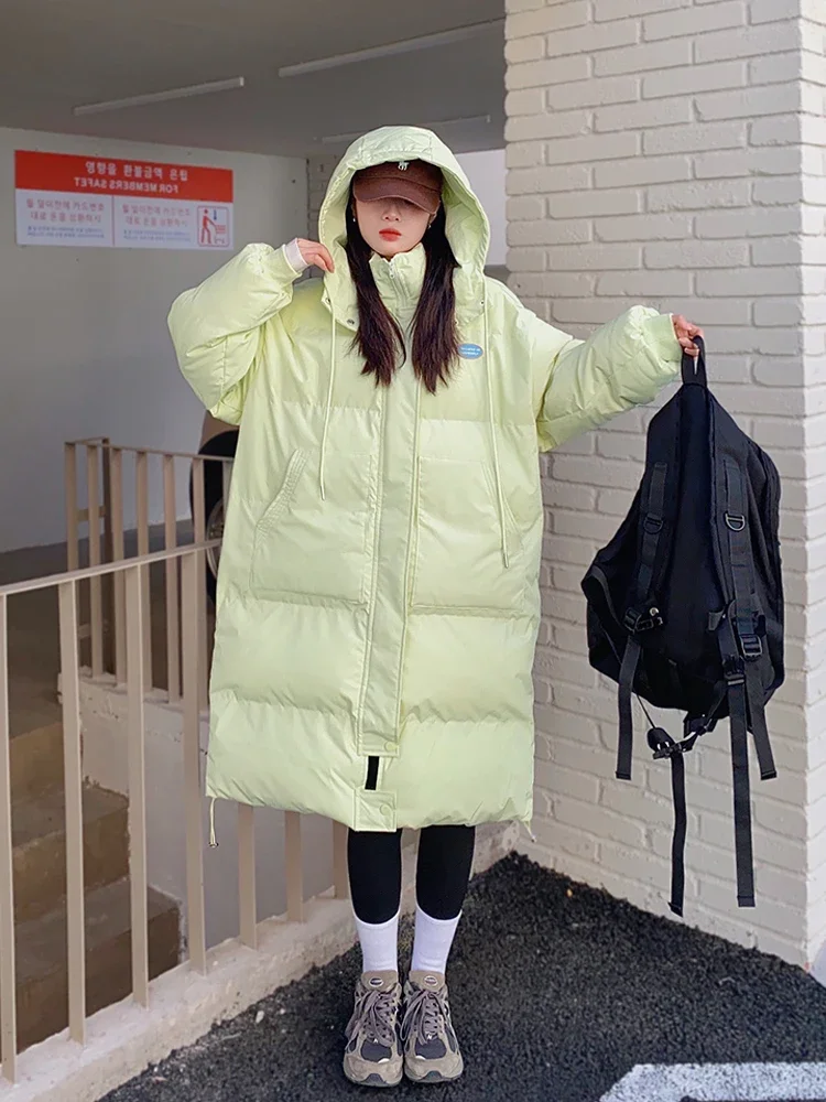 Korean Fashion Long Winter Jacket Parka Women Streetwear Long Hooded Bread Coat Cotton Coat Female Clothes Thick Warm 2024 New