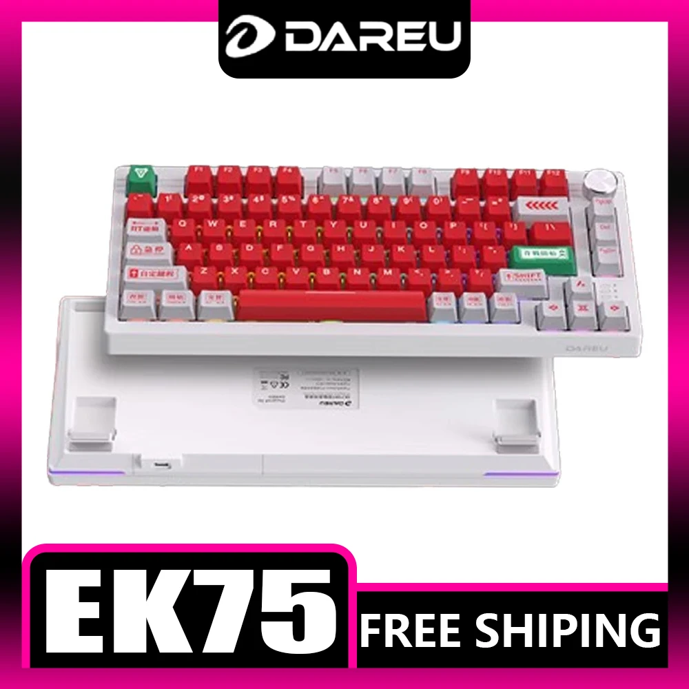 

Dareu Ek75 Mechanical Keyboard 3 Mode Wireless Blutooth 75% Gasket Rgb Hot-Swap E-sports Keyboards 3750mah Battery Office Gifts