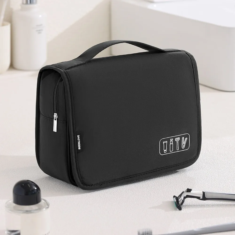 Portable Hanging Toiletry Bag Carry Handle Built-In Hook Makeup Organizer Bag Waterproof Large Capacity Cosmetic Bag