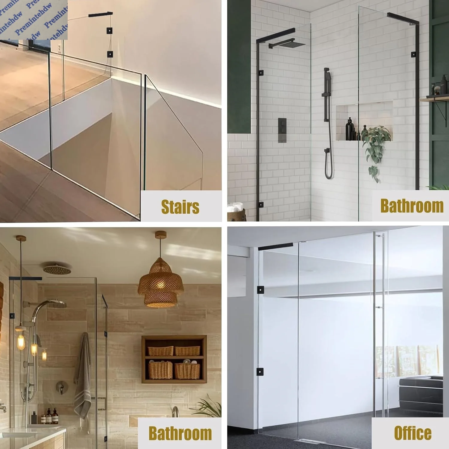 1Piece Cast SUS304  Wall Mount L Glass Fixing Bracket Swaying Prevention For Shower Enclosure Cubicle Gold Grey Black Mirror