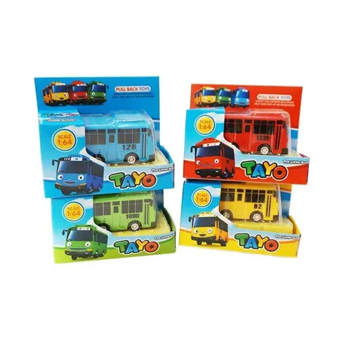 1PCS Cartoon Bus Kids Toys Mini Pull Back Car Anime Model Toy Play Vehicles Educational Toy For Children Play Vehicles Boy Gifts