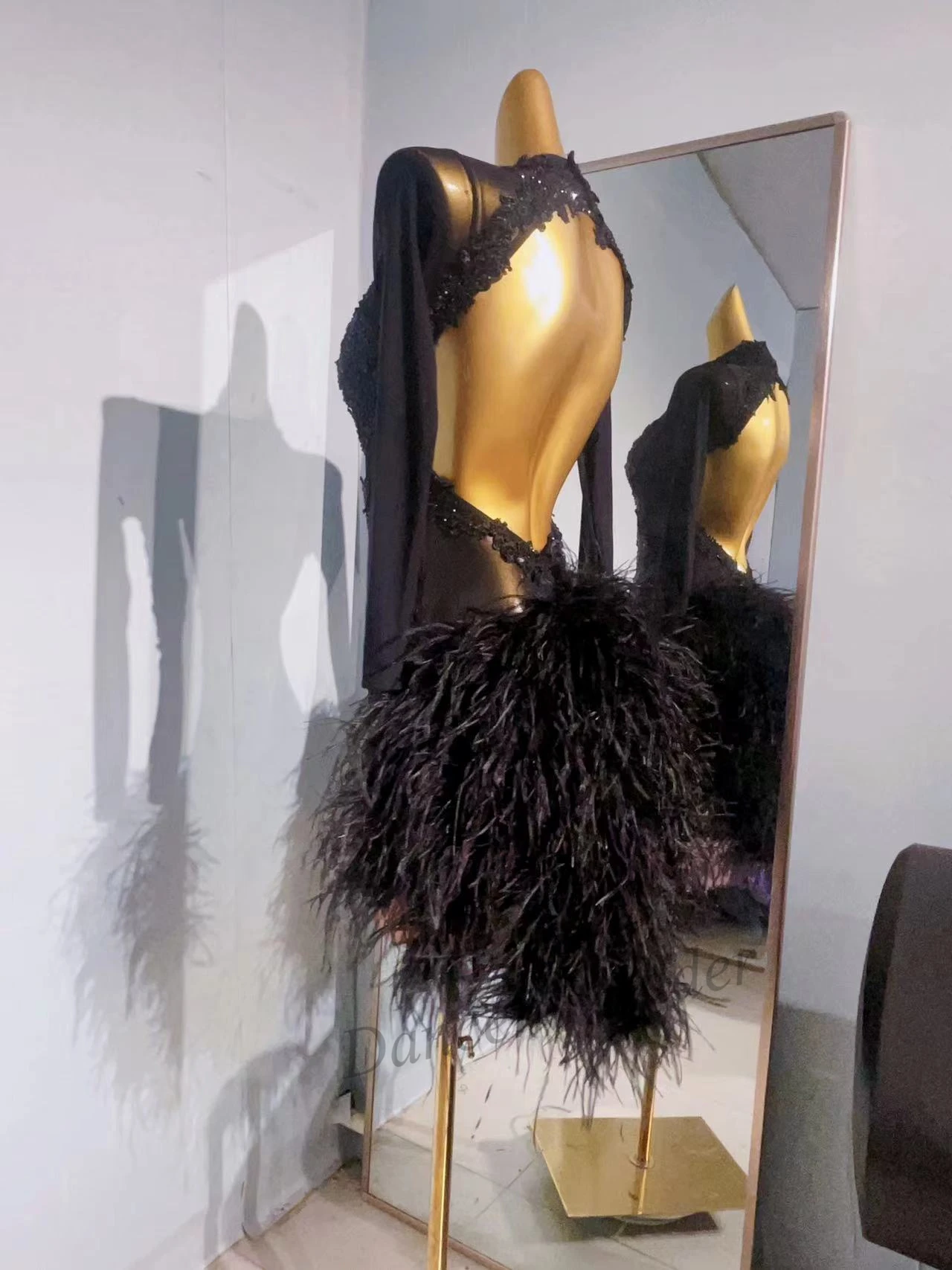 라틴 댄스 국제 무대 경연 대회 드레스 레이스 꽃 다이아몬드 플러시 테일 하이 엔드 맞춤형 삼바 드레스