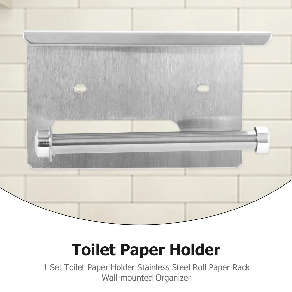 

1Set Bathroom Wall Mounted Toilet Paper Holder Stainless Steel Roll Paper Rack Storage Organizer Shelf Toilet Roll Holder
