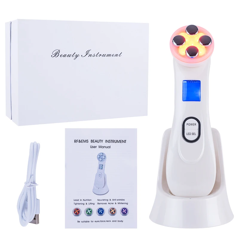 เครื่องนวดหน้าด้วยไมโครเคอร์เรนท์ การบำบัดด้วยคลื่นความถี่วิทยุบนใบหน้า การดูแลผิวหน้าเพื่อขจัดริ้วรอยและบำรุงผิว ใหม่