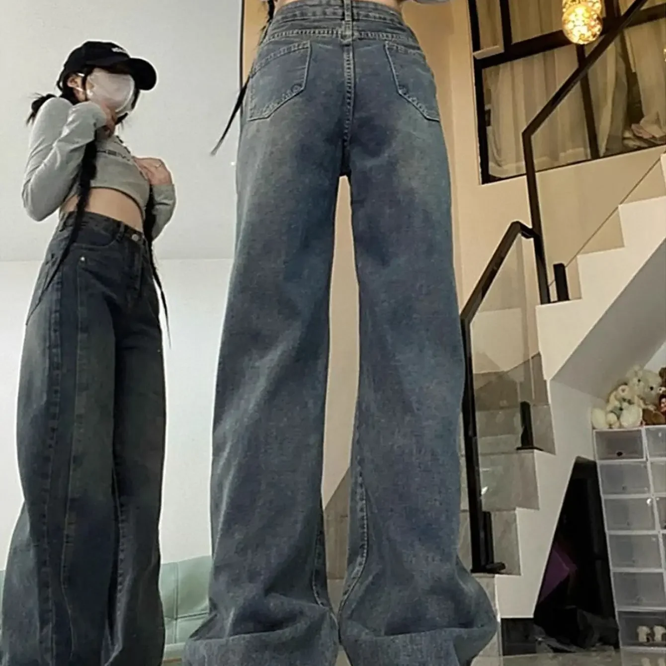 Pantalones vaqueros Y2k para mujer, pantalones de pierna ancha holgados Vintage, moda versátil, Vaqueros rectos, cómodos y adelgazantes