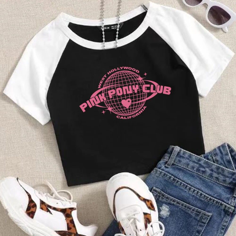 Chappell Roan Pink Pony Club Crop Tops T-shirt Chappell Roan Merch Women Girls Short Crop Tops