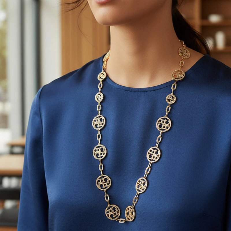 

Многослойное ожерелье с подвеской с монограммой CH, регулируемая цепочка 40 + 6 см с цирконом, роскошный подарок для женщин