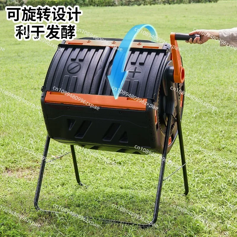 for rotating drum composter bin kitchen waste leaf fermentation large capacity home garden compost tumbler fast decomposition
