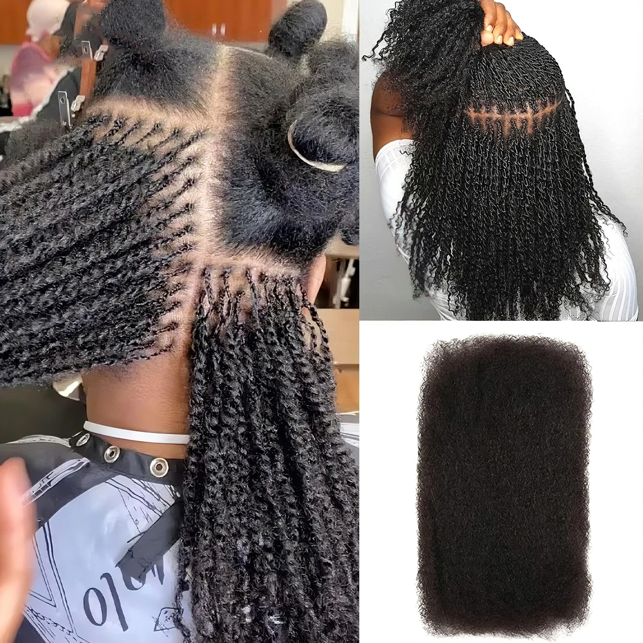 人毛ブレイズ用ヘアエクステ、人毛バルクヘア、アフロキンキーバルク、ドレッドロック用、ナチュラルカラー、アフリカンブレイズヘア