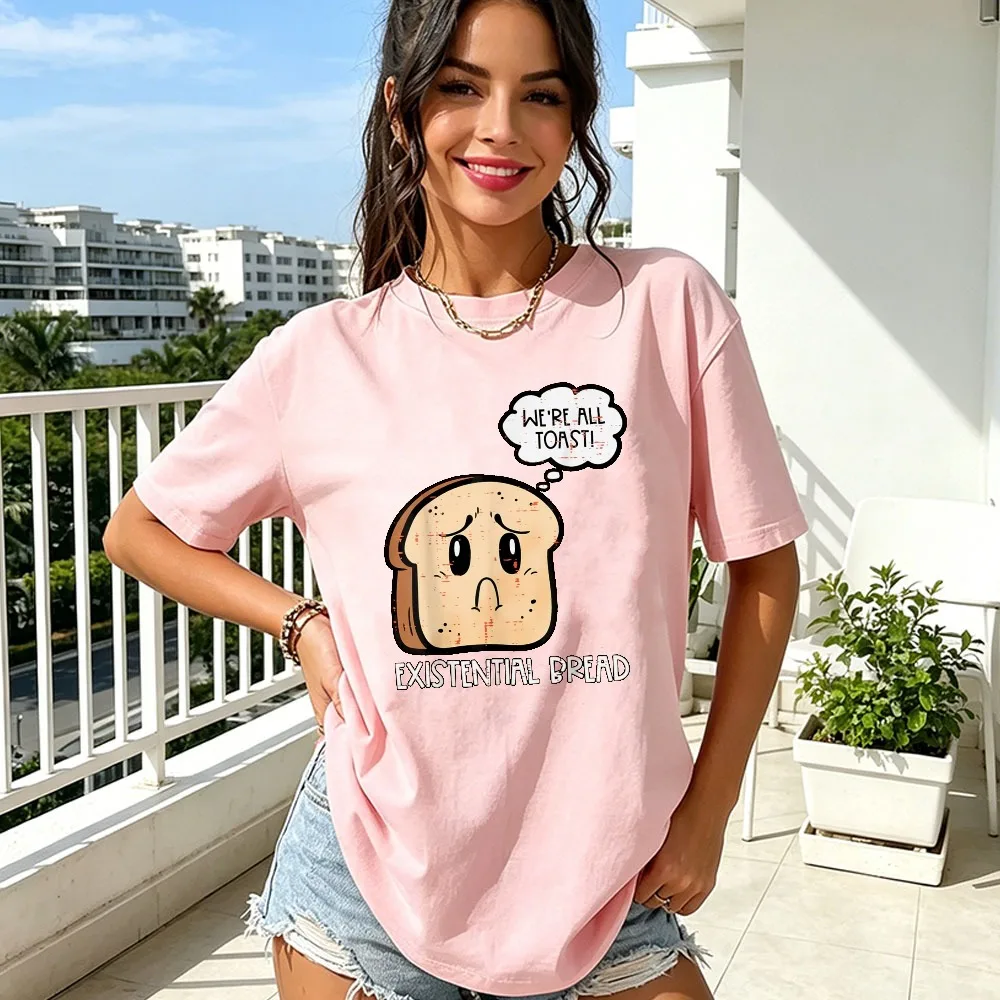 Existential Bread Funny Toast Pun Graphic Men's Casual Cotton T-Shirt Short Sleeve Crewneck Tees Funny Anxiety Food Humor Tees