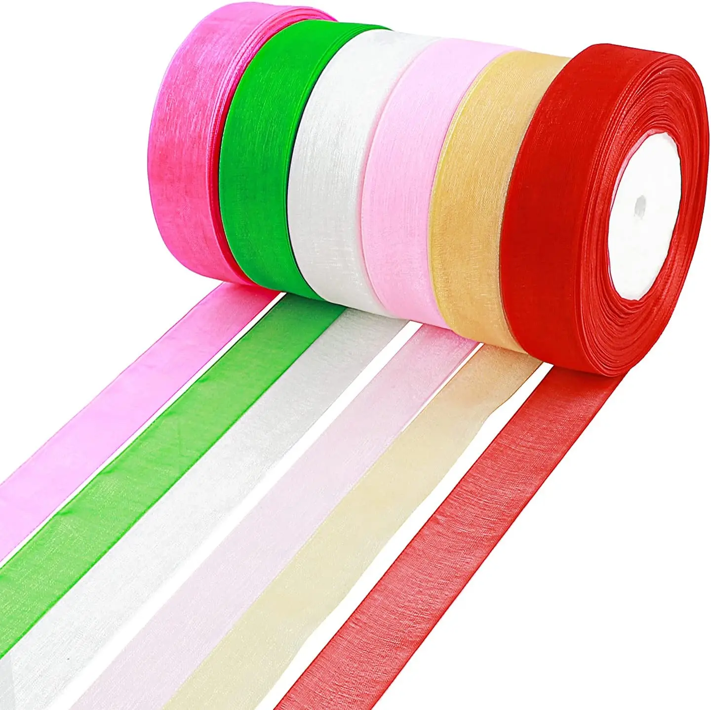 10 Yards/lot Sheer Chiffon Ribbon Organza Satin Ribbons for Gift Wrapping Decoration Wedding Bouquets Party Wreath Lace Fabric