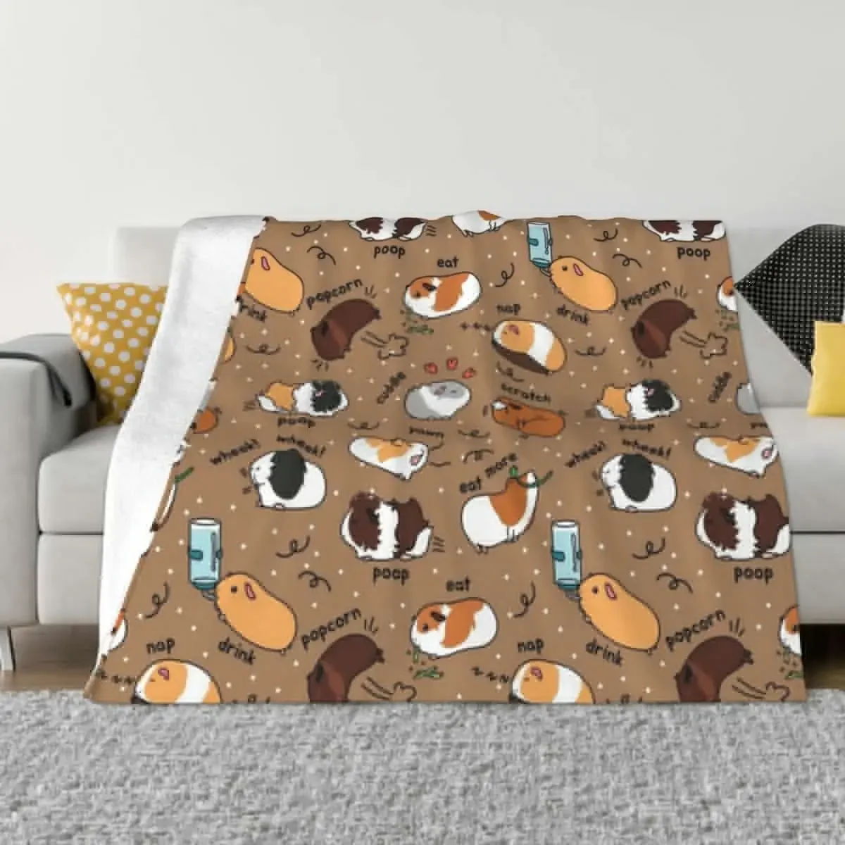 

Guinea Pig Daily To-Do List - Brown Background Throw Blanket For Decorative Sofa Baby Decorative Throw Blankets