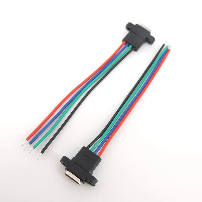 Connecteur USB 3.1 Type C 2 broches 4 broches, fil à souder femelle, anneau en caoutchouc, courant élevé, port de charge rapide Q1