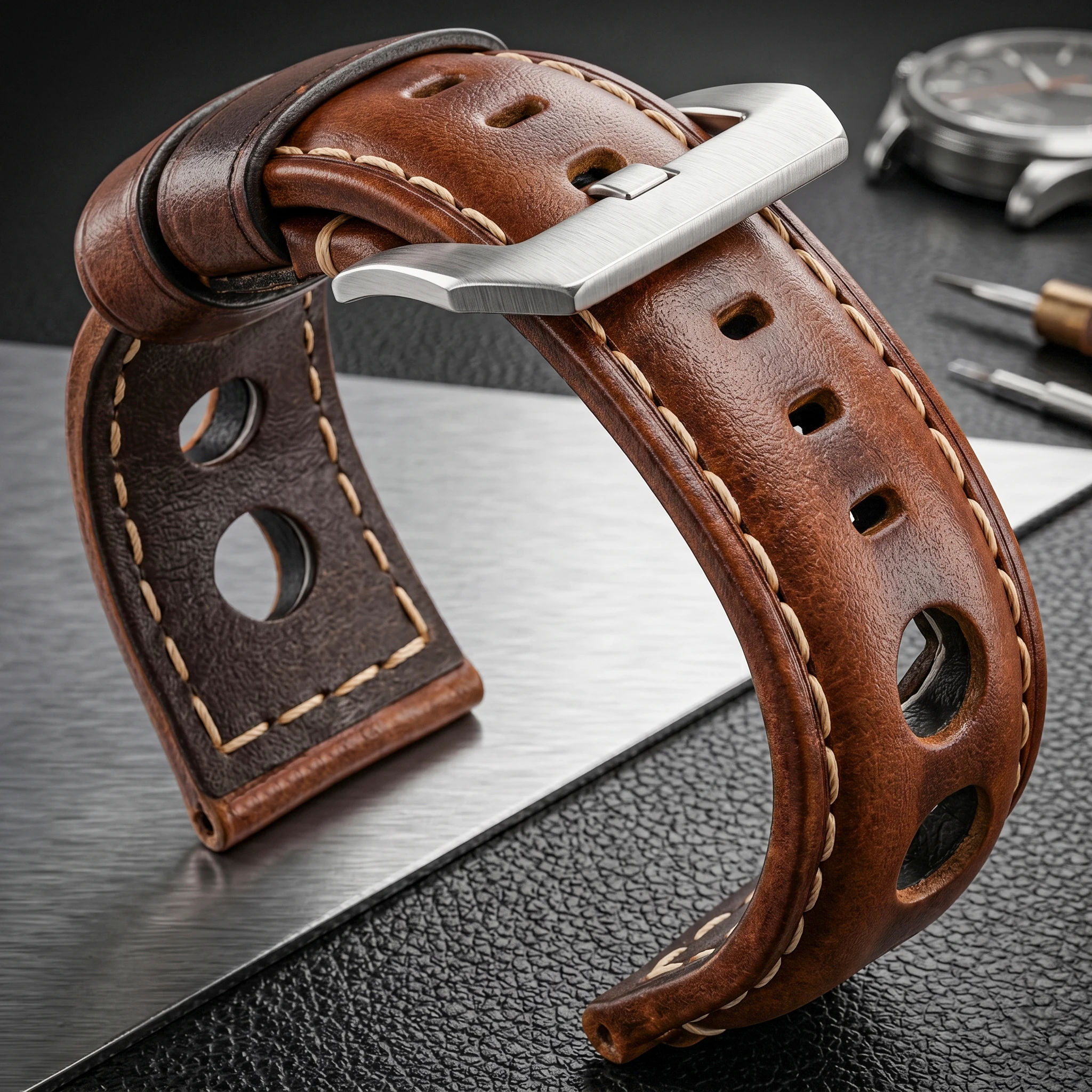 Cowhide Watch Strap Bracelet Vintage Genuine Leather 20mm 22mm 24mm Watchband Women Men Fashion Watch Band Belt With Pin Buckle