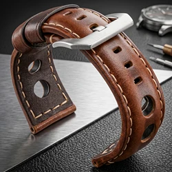 Bransoletka z paskiem do zegarka ze skóry bydlęcej Vintage Prawdziwa skóra 20mm 22mm 24mm Pasek do zegarka Kobiety Mężczyźni Moda Pasek do zegarka Pasek ze sprzączką