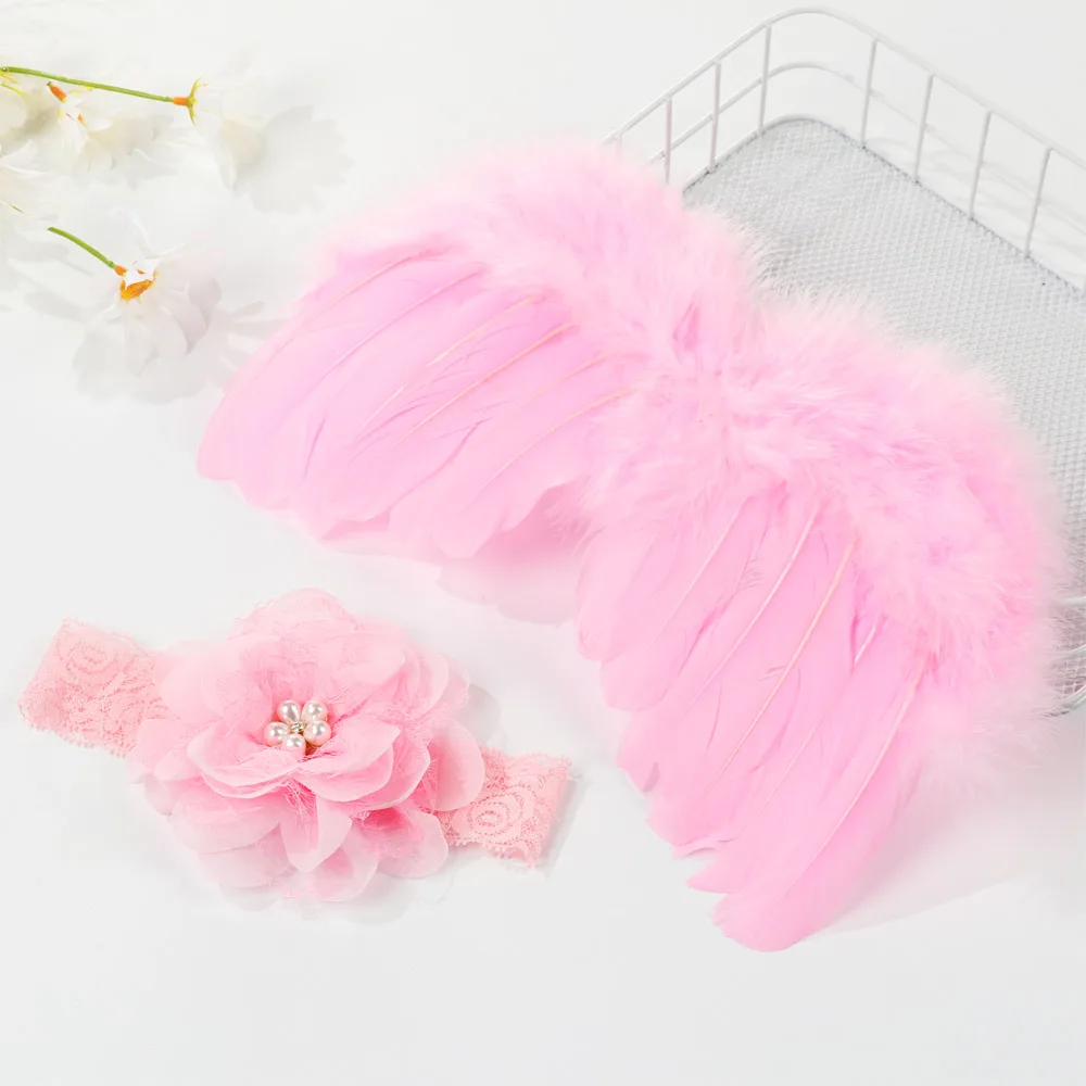 Newborn Photography Props White Angel Wing Baby Photos Props Feather Wing Girls Hair Kids Baby Photography Hair Accessories