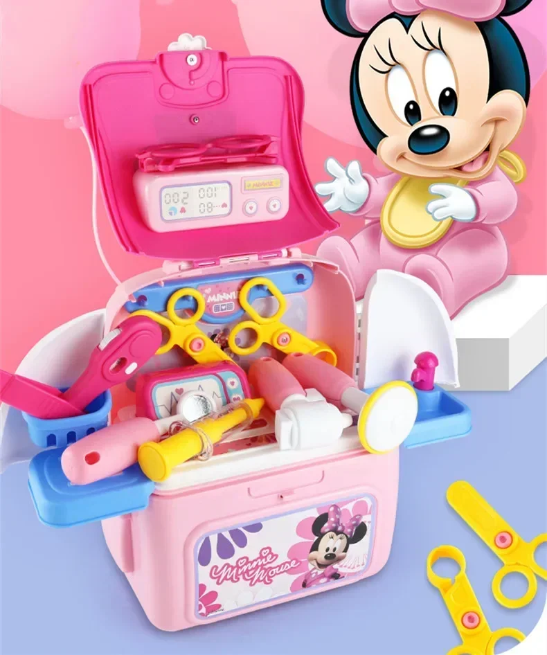 [Disney]2 in1 Mickey Minnie แต่งหน้า Playset เด็กกล่องเครื่องมือชุดของเล่นหมอเล่นชุดกระเป๋าเป้สะพายหลังของเล่น play house ชุดของเล่นเด็กของขวัญเด็ก