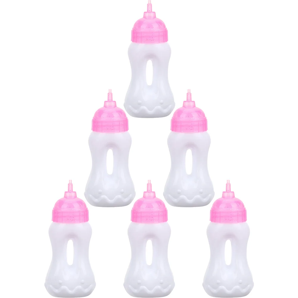 6 Pcs Baby Shower Gift Accessories Feeding Bottle Miniature Milk Bottles Party Favors Dolls Playset