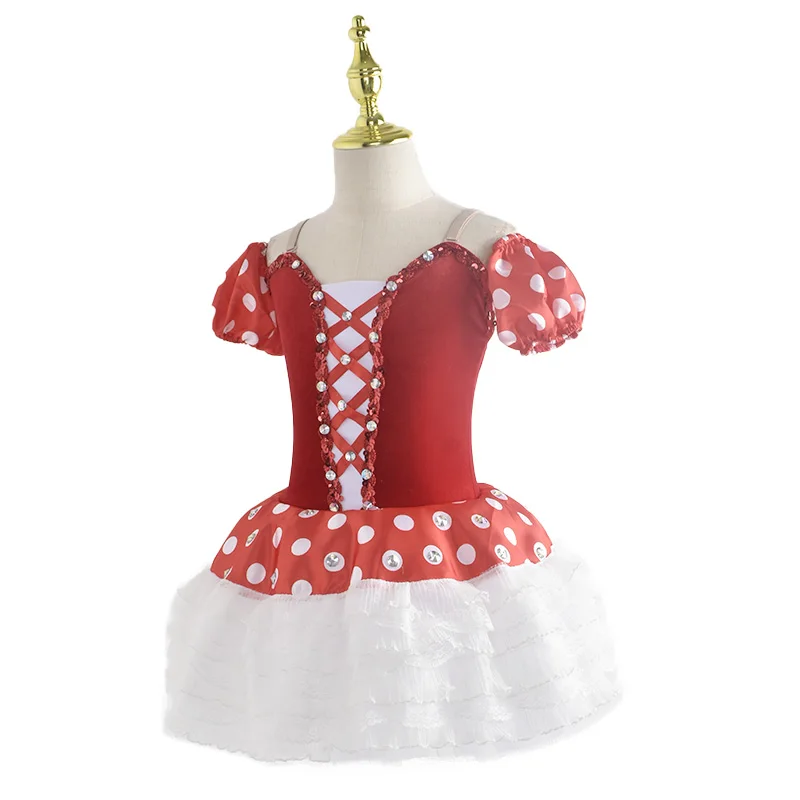 Robe Tutu de ballerine rouge Giselle, longue Costume de danse pour filles et femmes, robe de danse de Ballet pour spectacle sur scène