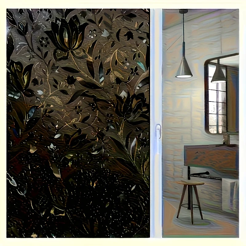 Blackout Privacy Window Film Static Cling Non Adhesive Removable Total Blackout for Bathroom Bedroom Glass Door