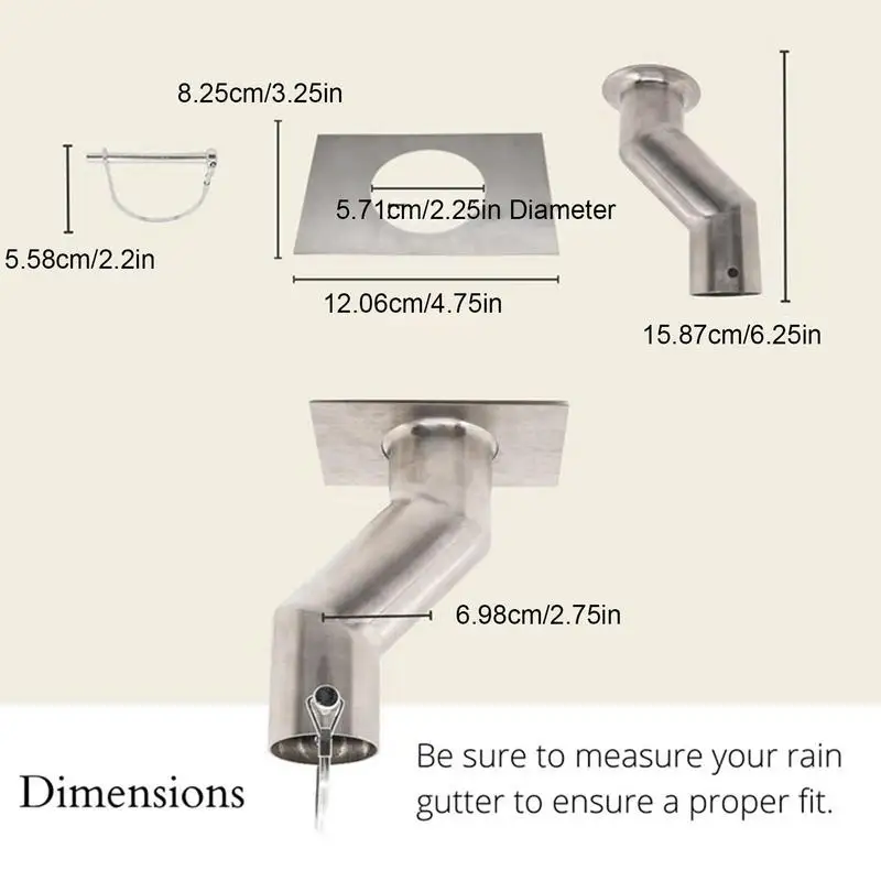 Rain Chain Adapter Kit Stainless Steel Rain Chain Gutter Outlet Installer Offset For Drains Not Directly Under Gutter Rain Chain