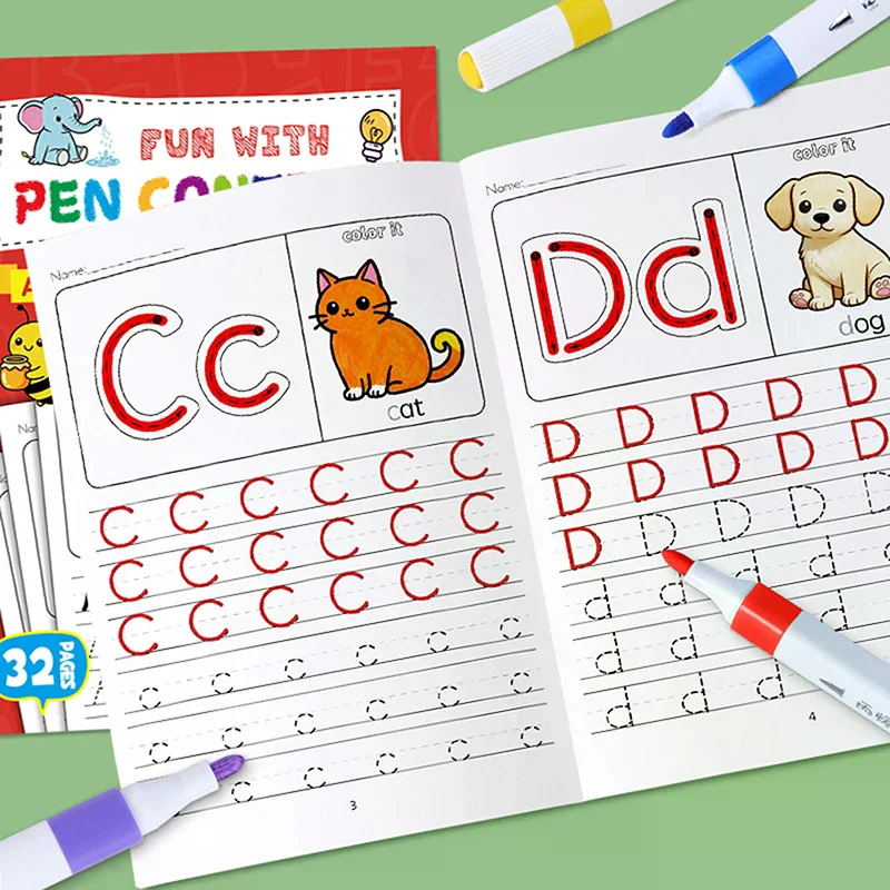 Children's Alphabet Practice Books A-Z Writing Practice Books, Learning Writing, Drawing Pages ActivitiesIllustration Book