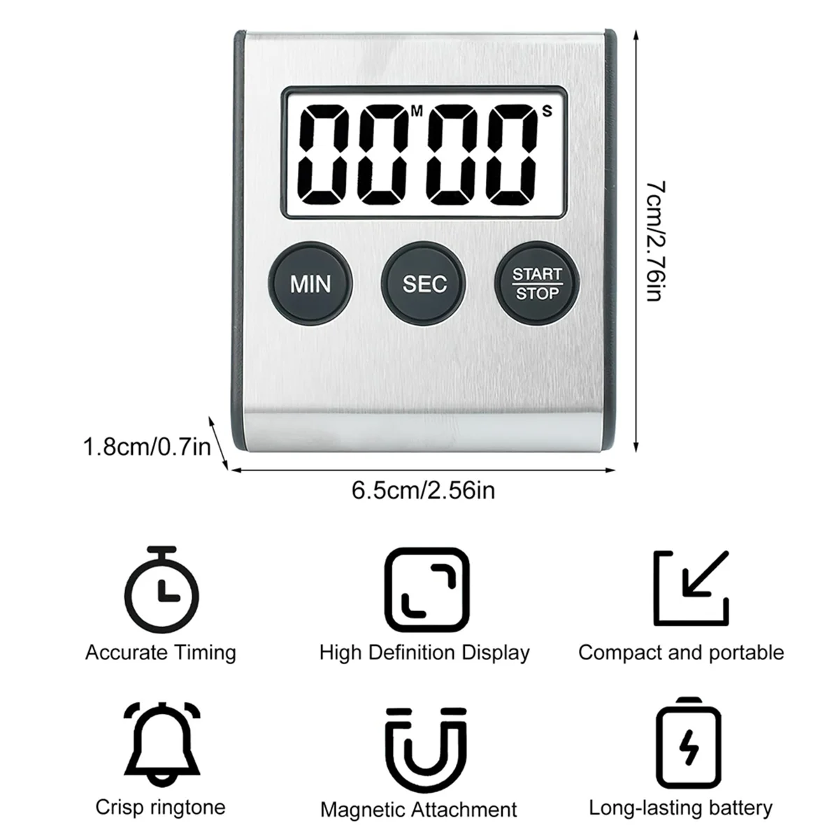 ONCE 2pcs Kitchen Timer Digital Timer Kitchen Timer Stopwatch Digital Timer with Magnet Egg Timer Digital Kitchen Clock