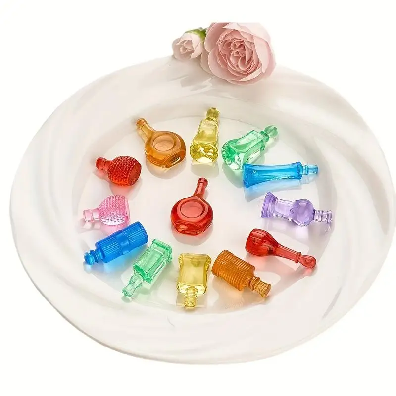 50 Stück Acryl Kreative Schmuckimitation Kleine Flaschen DIY Dekorationszubehör Mini-Ornamente für Mikrolandschaften Gemischt – Detail 5