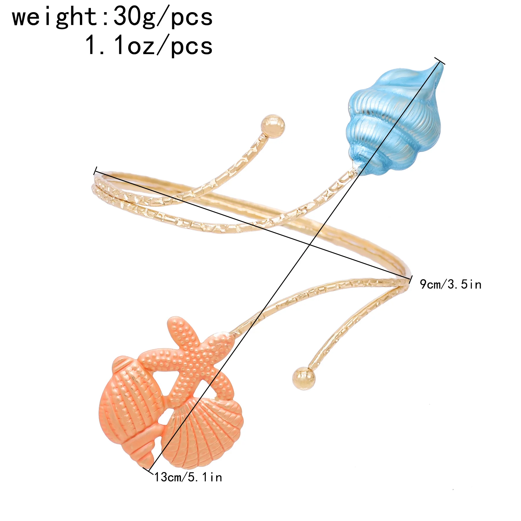 Super Cute Shell Starfish Conch Fish Arm Bracelet for Women Summer Beach Party Ocean Sea Animal Bangles Hand Jewelry Accessories