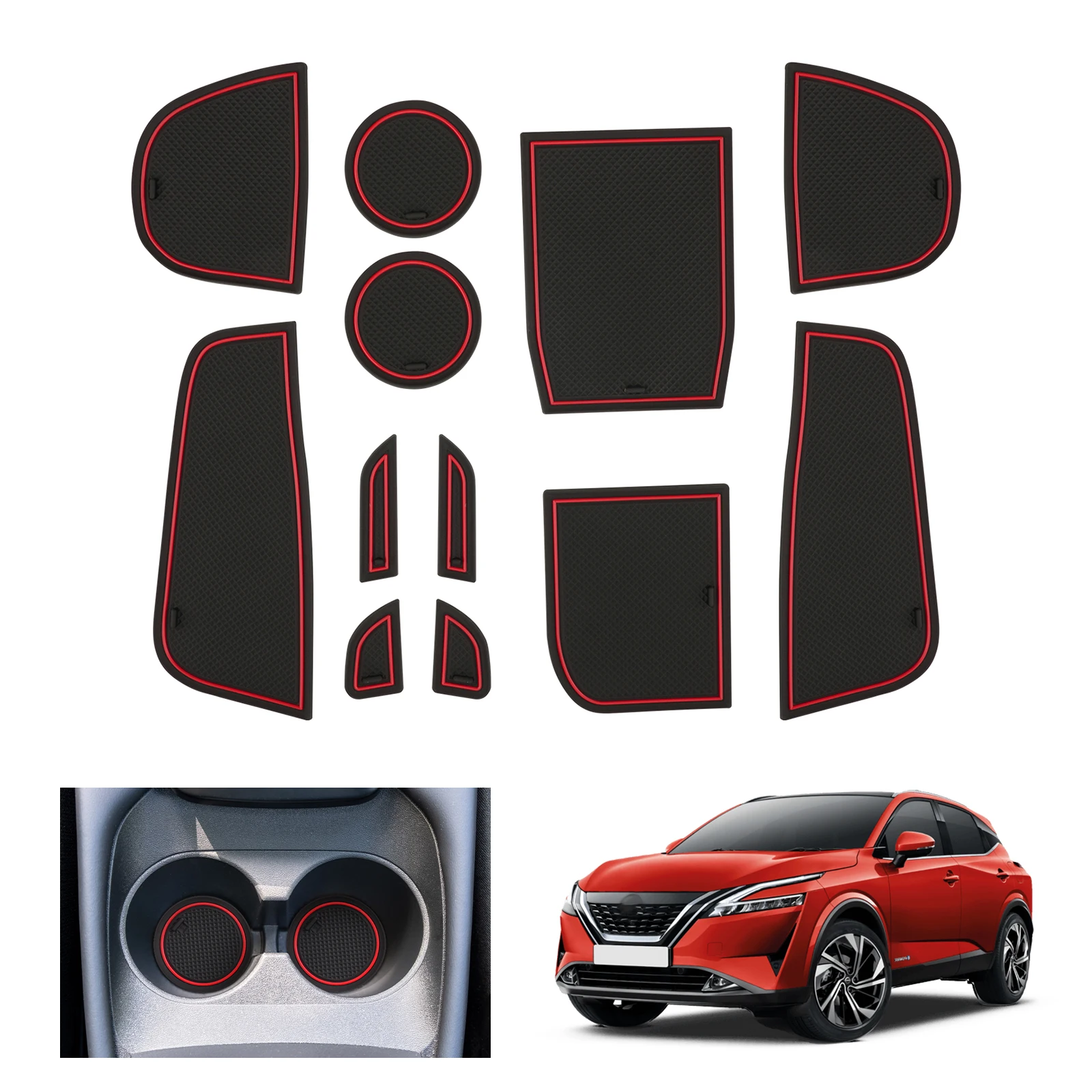 RUIYA for Nissan Qashqai J12 e-POWER Car Door Groove Mat Anti-slip Slot Pad Auto Interior Nissan Qashqai J12 Accessories 2024