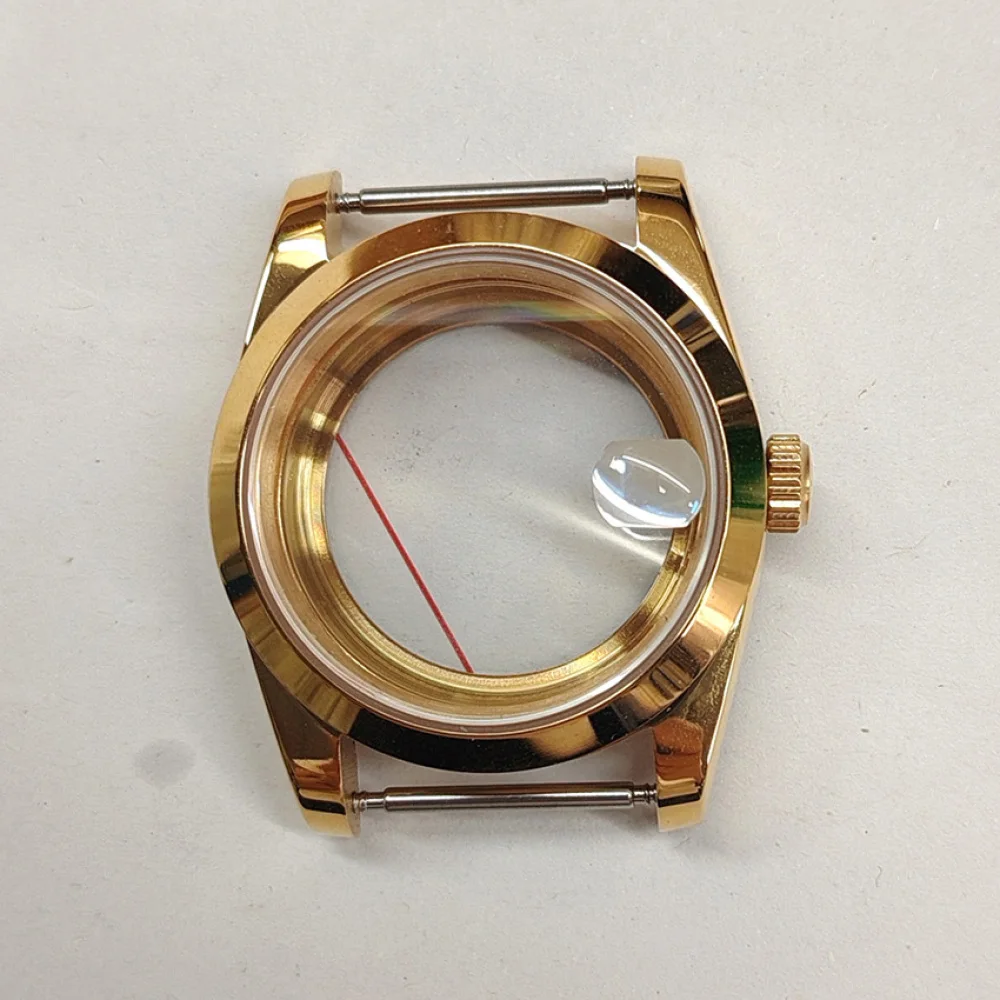 حافظة ساعة ذهبية PVD 36 مم/39 مم، حافظة زجاجية معدنية من الفولاذ المقاوم للصدأ NH35، لحركة NH35/NH36، غلاف ساعة مناسب 29 مم 28.5 مم #4