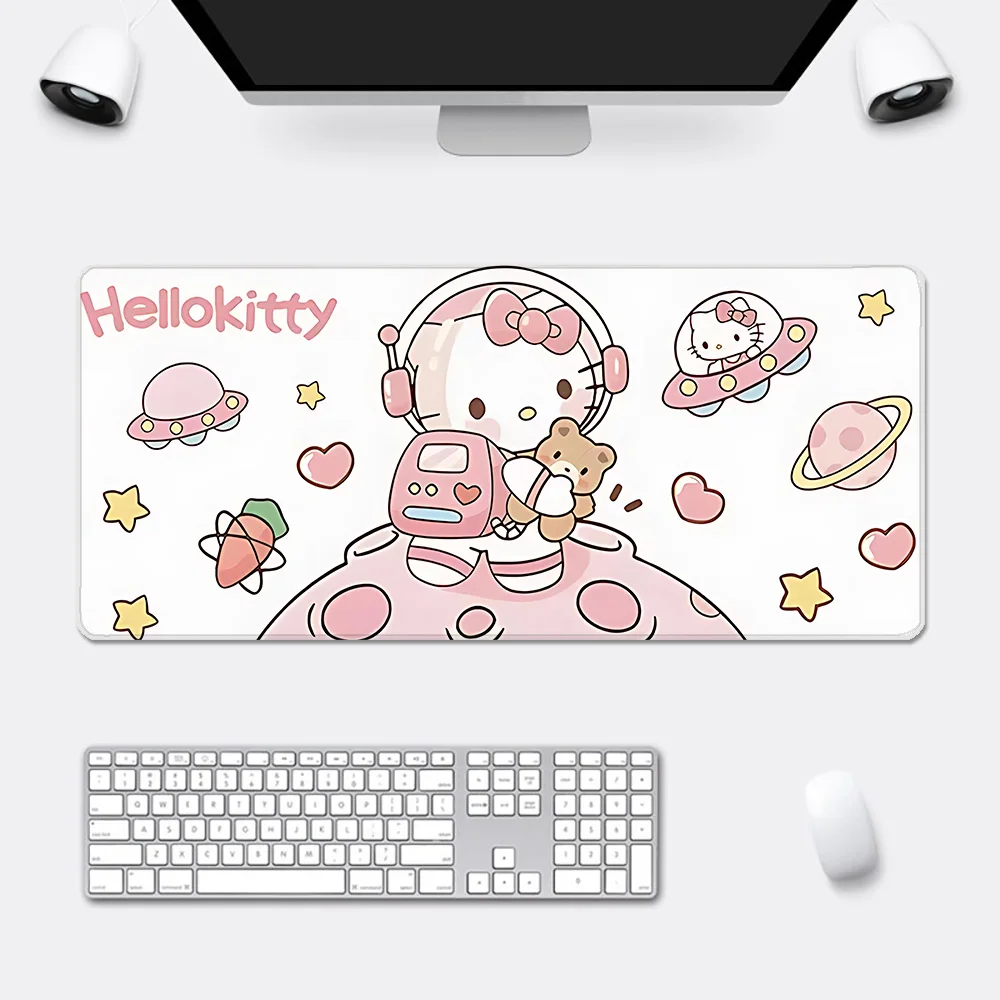 Imagem -05 - Hellos Kittys dos Desenhos Animados Mousepad Impressão hd Computador Gamers Borda de Bloqueio Antiderrapante Mouse Pad Xxl90x40cm Teclado pc Mesa Almofada