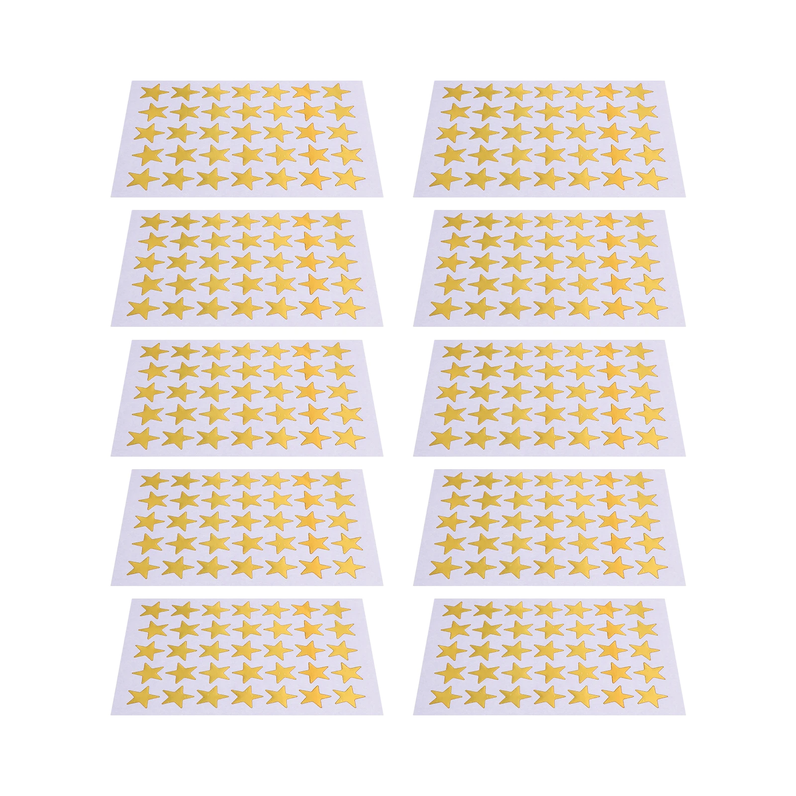 

10 Sheets Five pointed Star Stickers Golden Self adhesive Kids Office Pentagram Labels Decor Craft