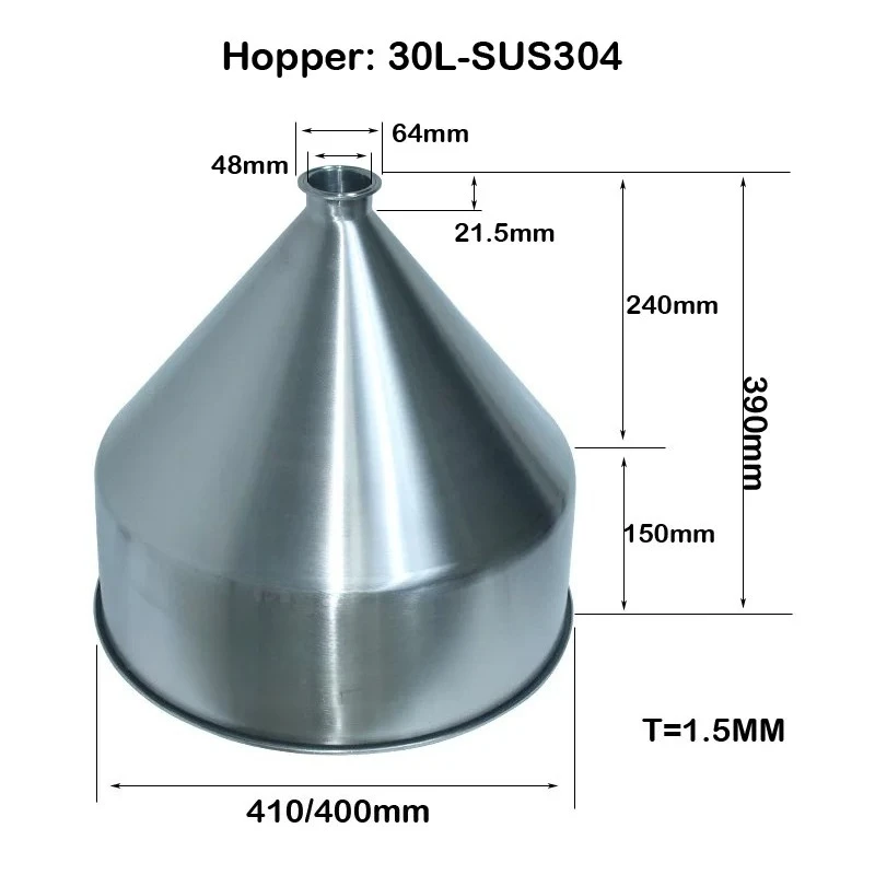 1pcs Professional SS304 Paste Filler Hopper with 23L 30L 50L Capacity, Stainless Steel Filling Equipment