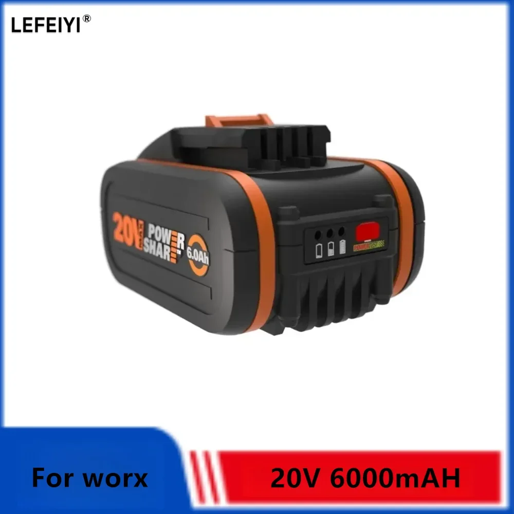 

For WORX 20V 6.0Ah Lithium Battery Rechargeable WA3553 WA3551 WA3553.1 WA3570 for All WORX Electric and Garden Tools