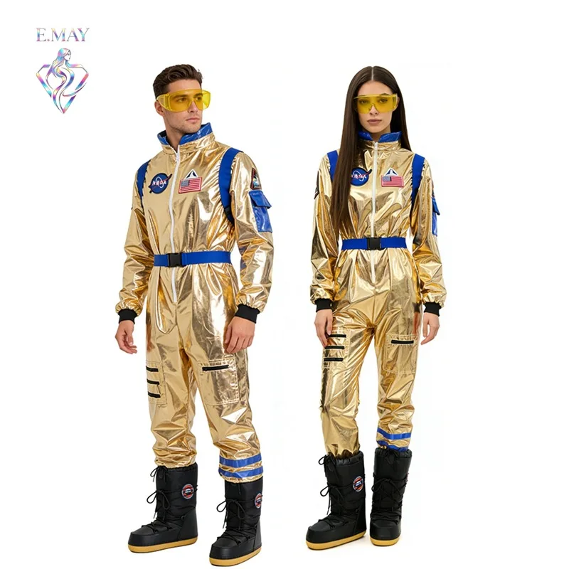 

Adult Astronaut Suit Halloween Gold Space Suit Party Stage Performance Costume Jumpsuit Workwear Fashionable Ladies' Ethnic Wear