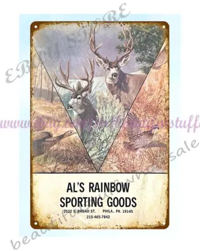 1983 Al's Rainbow Sporting Goods Philadelphia PA metal tin sign a home decor