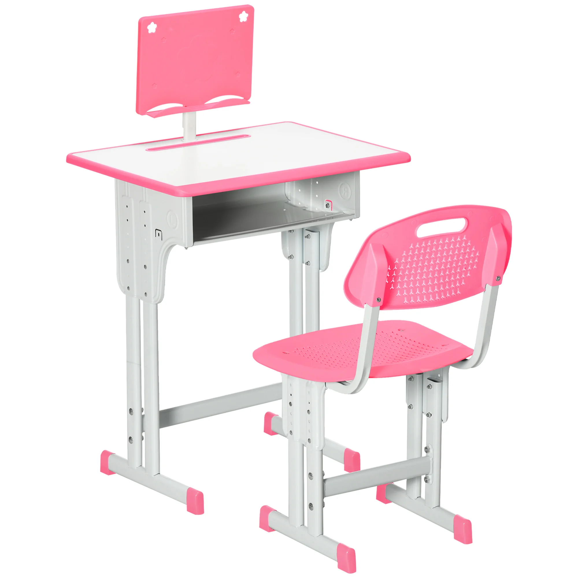 HOMCOM Children's Desk and Chair Set Adjustable 60x45x90-102 cm Pink