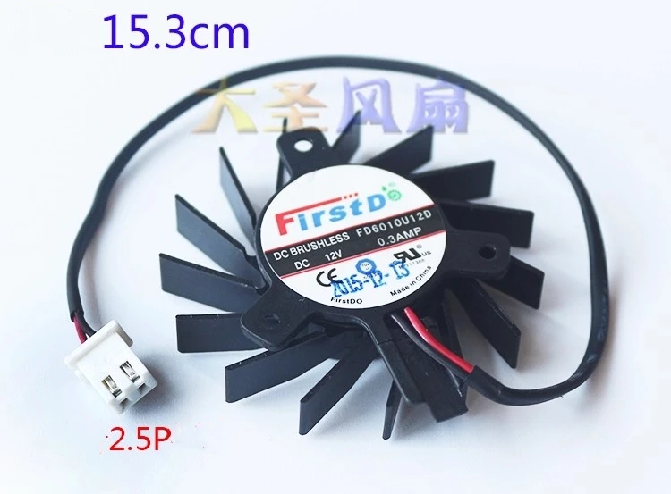 Free shipping original FD6010U12D diameter 4.5cm hole spacing 2.65cm2 line 2.5-head dual ball graphics card fan